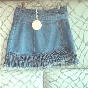 Coachella/Stagecoach denim fringe skirt